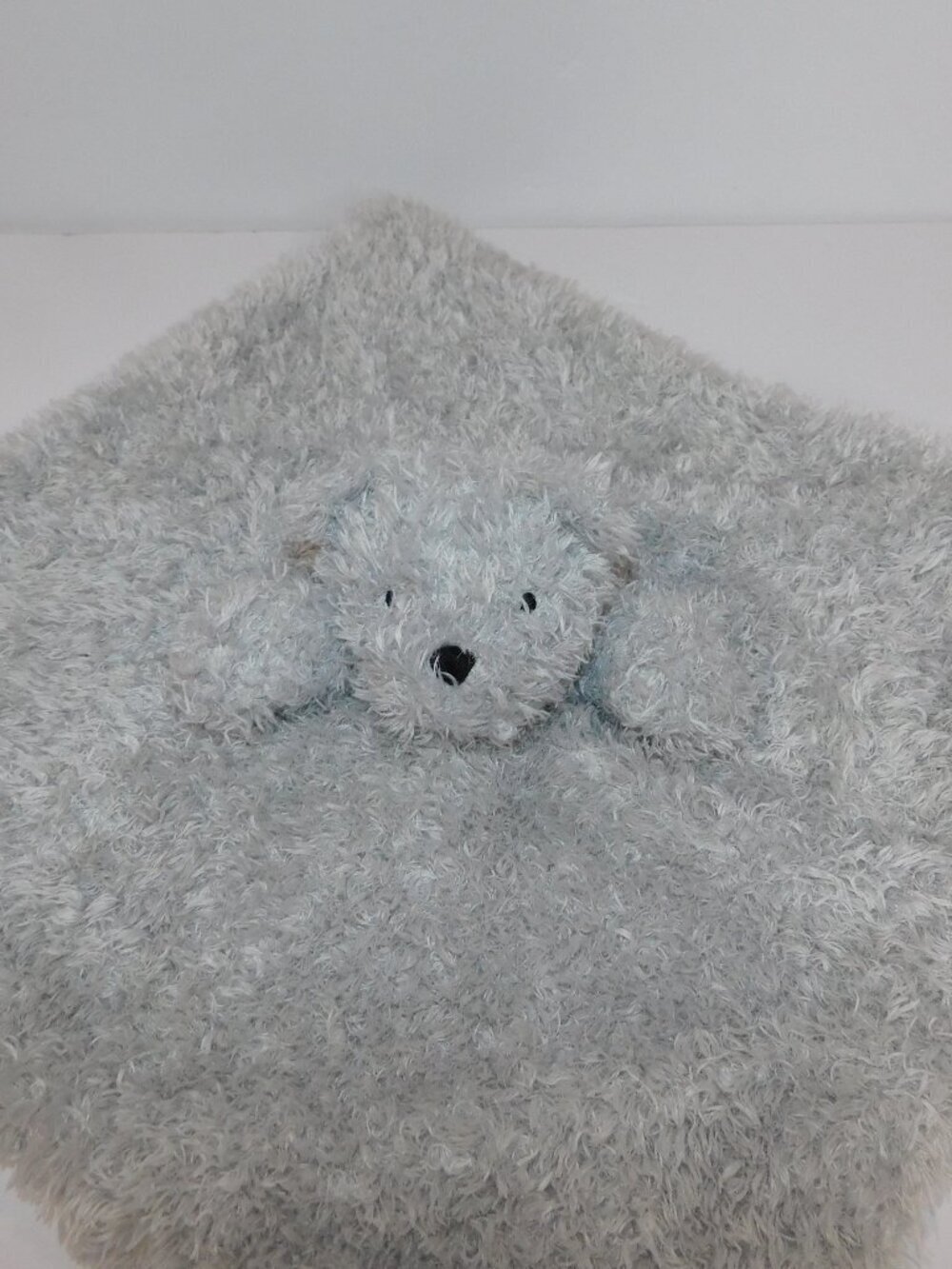 Blankets & Beyond Gray Fuzzy Shaggy Plush Gray Bear Security blanket Baby Lovey